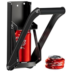 Can Crushers for Recycling – 16 oz Heavy Duty Aluminum Can Crusher Wall Mounted – Soda and Beer Can Smasher for Recycling with Bottle Opener – For 12 and 16 oz Cans – Easy to Install – RamPro