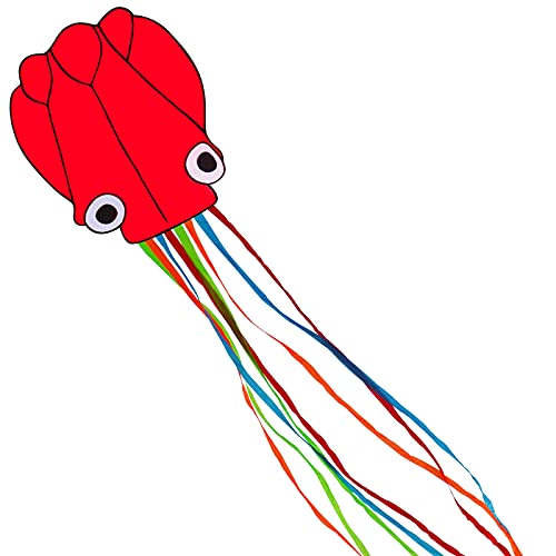 Flyerrart Red Octopus Kite for Kids and Adults Easy to Fly Beautiful Animal Kite Children Interactive Toy Large Flying Toy for Outdoor Game Playing Beach Park of 1