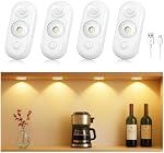 LED Motion Sensor Puck Lights, Small Rechargeable Under Cabinet Light, Dimmable Daylight White Closet Lights, Wireless Under Cabinet Lighting for Drawer, Kitchen (4 Pack)