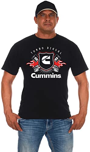 JH DESIGN GROUP Mens Cummins T-Shirt Diesel Logo Crew Neck Shirt in 2 Colors (US Alpha 3X-Large Regular Regular Black Cummins)