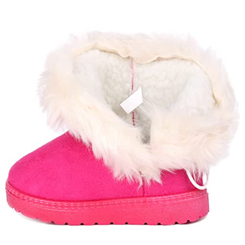 image for Femizee Toddler Girls Boots Warm Winter Snow Boots for Kid Boys Flat B