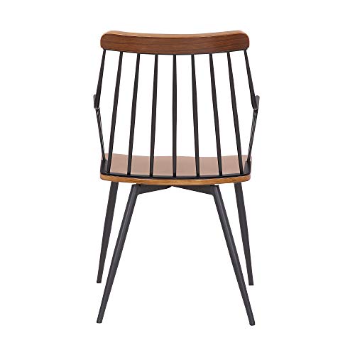 Armen Living Alcott Contemporary Walnut And Metal Dining Room Chair, 17" Seat Height #TOP6
