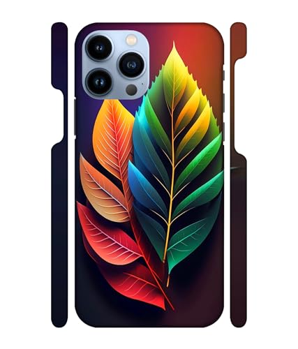 Image of ''Green-Orange Leaves'' Printed Hard Mobile Back Cover & Case for iPhone 13 Pro (6.1 inch), Designer | Protective & Premium Cover & Case