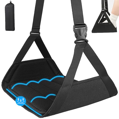 Tut Reposapiés De Avión, Hamaca Ajustable Para Pies De Viaje, Hamaca Colgante De Avión Con Placa De Soporte Extraíble, Compacto Portátil Para Viajes De Larga Distancia, Oficina