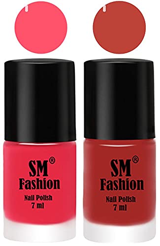Image of Long Lasting Nail Polish | Nail Paint Combo 7 ml Each) - Set of 2 Dark Pink-Dark Nude
