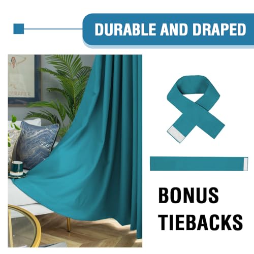 BellaHills 100% Blackout Curtains for Bedroom Thermal Insulated Curtains & Drapes Blackout Curtains Pencil Pleat Curtains for Living Room with Black Liner 2 Panels Set, 66 x 54 Inch, Turquoise Blue - Image 6
