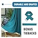 BellaHills 100% Blackout Curtains for Bedroom Thermal Insulated Curtains & Drapes Blackout Curtains Pencil Pleat Curtains for Living Room with Black Liner 2 Panels Set, 90 x 72 Inch, Turquoise Blue