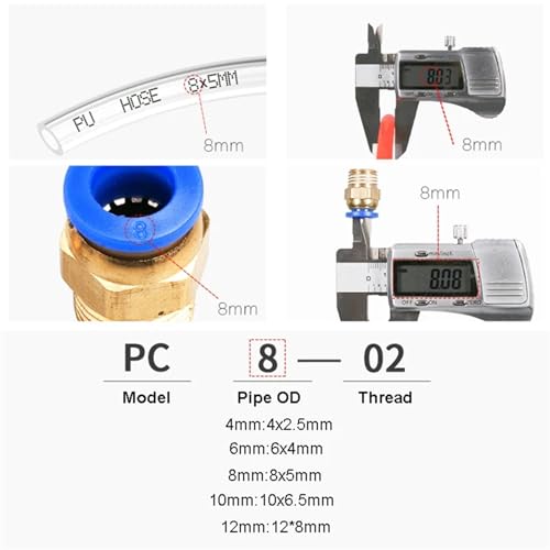 Raccord pneumatique filetage 3/8 et connecteur rapide pour tube flexible - 3