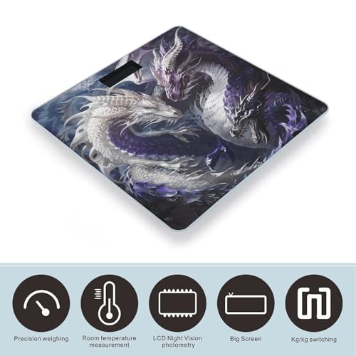 Báscula digital de baño con dragones púrpura y blanco miniatura 3