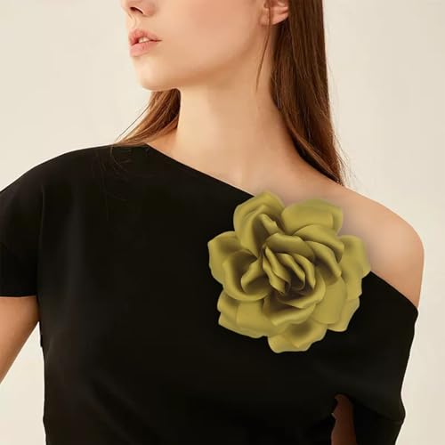 Image of Flower Brooch Pins for Women 5.5in Lapel Pins Large Rose Floral Brooches Dainty Satin Fabric Brooches Rose Flower Hair Clips Wedding Party Dance Clothes Accessories Jewelry