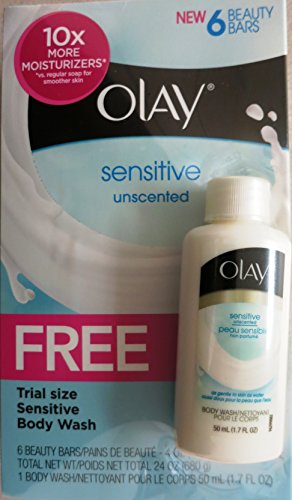 Olay Sensitive Unscented Beauty Bar - 6 Pack - W Bonus Body Wash