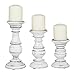 Deco 79 Distressed White Wood Candle Holders with Spiked Candle Plates, Traditional Style Table Decor, White Candlesticks Accent Decor | Set of 3: 4", 6", 8"