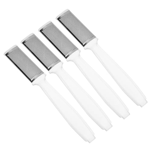 Genérico 4 Limas para Pies de Acero Inoxidable, Removedor de Callos y Raspador de Pedicura, Kit de Cuidado de Pies Mango Plástico Transparente, Uso Profesional y Doméstico