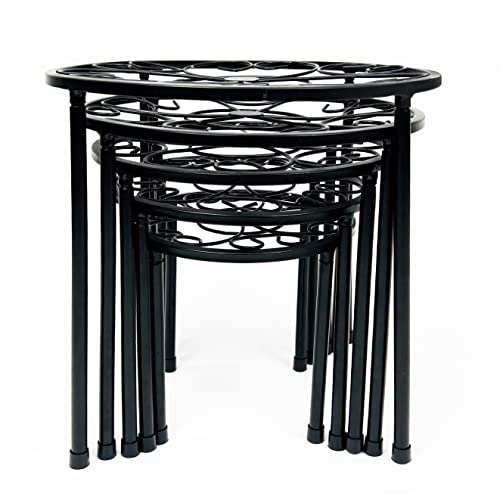 Hainarvers Metal Plant Stands 5-Pack, Heavy Duty Rustproof Iron Corner Flower Pot Stand Holder,Round Supports Display Rack Tiered Plant Stand Shelf For Indoor And Outdoor Multiple (Black) #TOP5