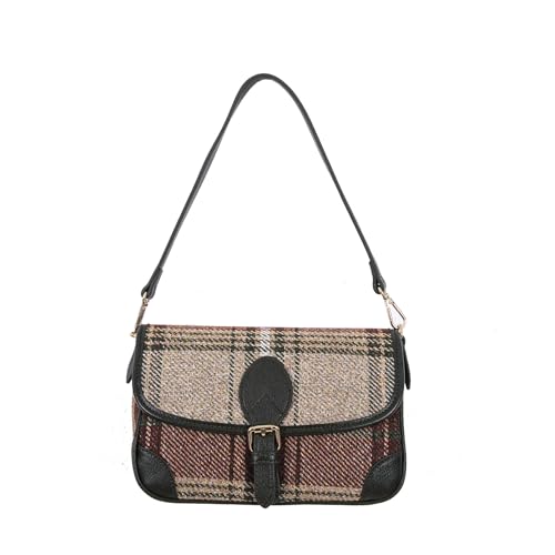 TartanAire Crossbody Bags for Women Satchel Bags Red Green Plaid Zipper Closure Patchwork Handbags with 2 Removable Straps