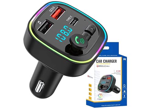 FM Transmitter - Car accessories, Car Bluetooth 5.4 Wireless Radio Adapter, Universal Car Charger with QC3.0 Quick Charging, MP3 Player,1 USB A 1 Type C, Hands Free Calling, Supports USB/TF/Mic