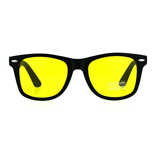 Black Frame Hipster Plastic Horn Rim Yellow Night Driving Lens Sunglasses