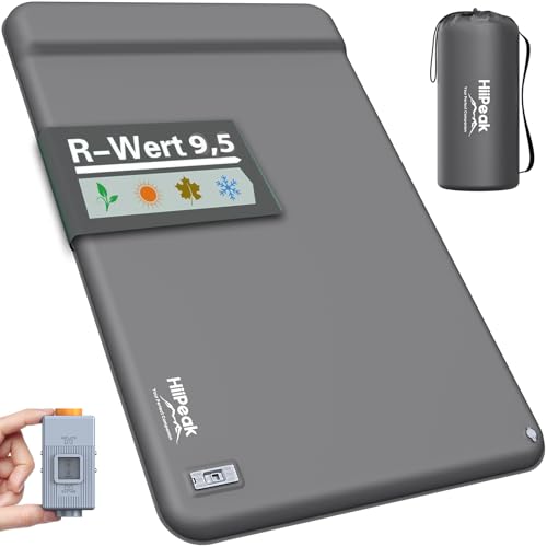 HiiPeak Isomatte 2 Personen R-Wert 9 5 Extra Thermal Camping Winter & andere Jahreszeiten aufblasbare Schlafmatte mit elektrischer Pumpe Schaumstoff & Kissen für Outdoor Wandern Zelt & Reisen