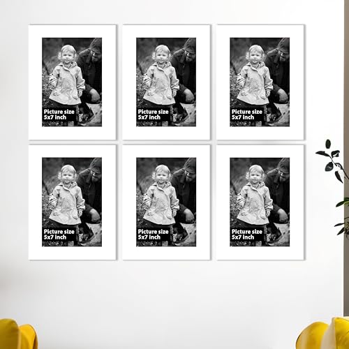 Image of Art Street Decorative Premium Set of 6 Individual Wall Hanging Picture Frame for Home, Living Room, Study Room Decor & Office Decor(5 x 7 Inch Picture Size) - White