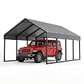 Poborin Heavy Duty 12x20 FT Metal Carport for 2 Cars