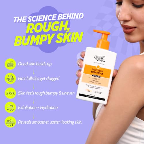 Chemist At Play Smooth Skin Body Cream | 72-Hours Deep Hydration | Targets Strawberry Legs & Bumpy Skin | Smoothens & Brightens Textured Skin | With Lactic Acid, Salicylic Acid & Urea - 236 ml - Image 6