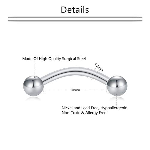 Mayhoop 16G Surgical Steel Daith Rook Earring 8Mm 10Mm Curved Barbell Eyebrow Rings Piercing Jewelry For Women Men #TOP1