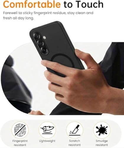 Image of DIZORO Matte Case for Samsung Galaxy A36 Compatible with MagSafe, Camera Lens Full Protection, Shockproof Translucent Frosted TPU Soft Phone Cover, Anti-Fingerprint (Black)