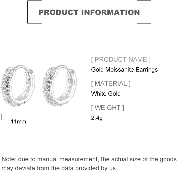 14K Gold Round Hoop Earrings for Women,Dainty Moissanite Huggie Earrings,Fashion Jewelry Gift for Her - Image 2