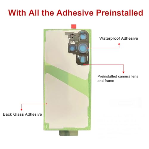 Perzework Rear Back Glass Replacement for Samsung Galaxy S24 Ultra 6.8-inches with Reparing Toolkit(Titanium Gray)