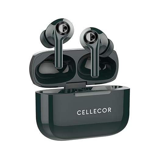 CELLECORBropods CB22 Waterproof Earbuds with 45 Hours Playtime| 5.1v Bluetooth | Auto Pairing | 13mm Driver | Voice Assistant | ENC (Green)