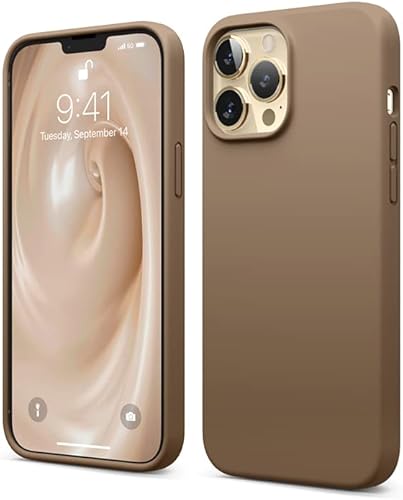 elago Compatible with iPhone 13 Pro Max Case, Liquid Silicone Case, Full Body Screen Camera Protective Cover, Shockproof, Slim Case, Anti-Scratch Soft Microfiber Lining, 6.7 inch (Brown)