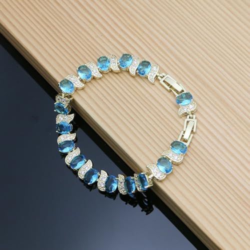 Image of LMXXVJ Fashion Tennis Bracelet Created Emerald White Gold Plated Charm Bracelet Gifts Jewelry for Women