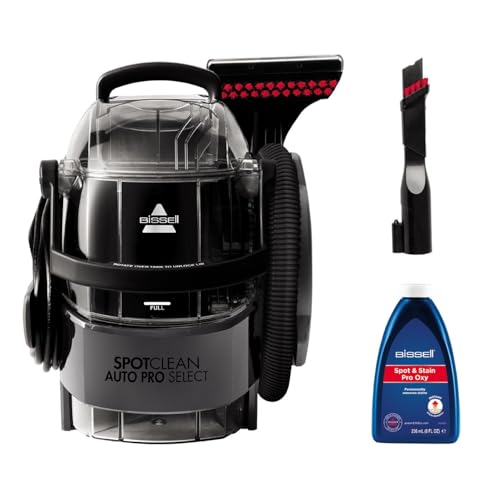 BISSELL SpotClean Auto Pro Select, limpiador portátil de 750 W, limpiador de tapicerías para eliminar derrames y suciedad de mascotas, limpiador de manchas de alfombras para tapicerías, 2,8 L, 3730N