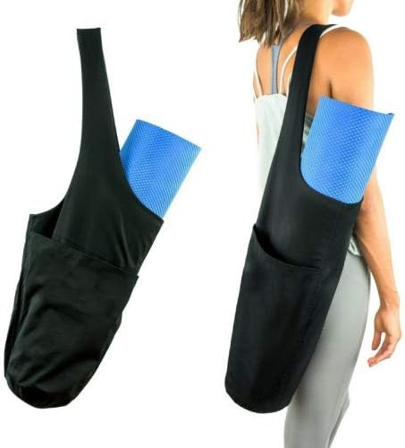 Vianber Yoga Mat Bag, Yoga Exercise Mat Canvas Foldable Mat Tote Shoulder Carrier Bag with Zipper Bag for Mobile