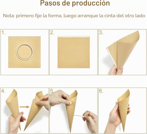 Miniatura 4 de Finevernek 40 Piezas Conos De Arroz Boda, Soporte Cucuruchos De Papel Kraft Con 2 Cajas, Conos De Confeti Para Decoración De Boda Y Fiesta