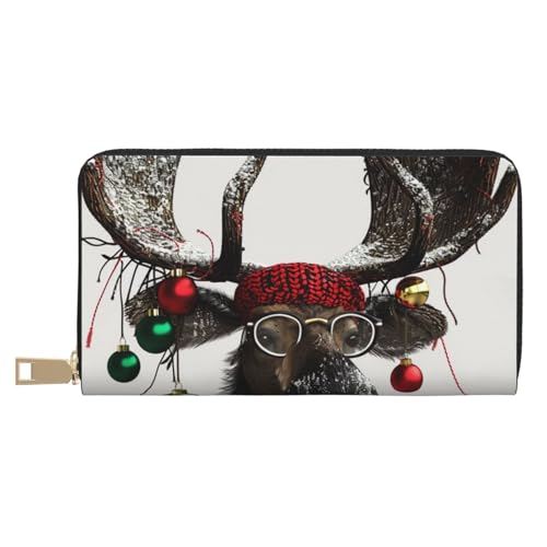 Long portefeuille élan de Noël blanc porte-cartes homme femme en simili cuir