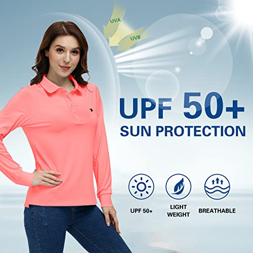 Mofiz Long Sleeve Golf Shirts For Women Shirts For Women Long Sleeves Solid Golf T Shirts Running Hiking Shirts Pink X-Small #TOP4