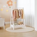 [en.casa] Kindergarderobe stehend Vestnes Kleiderständer für Kinder Garderobenständer mit Fach und Kleiderstange 99 x 66 x 38 cm Weiß