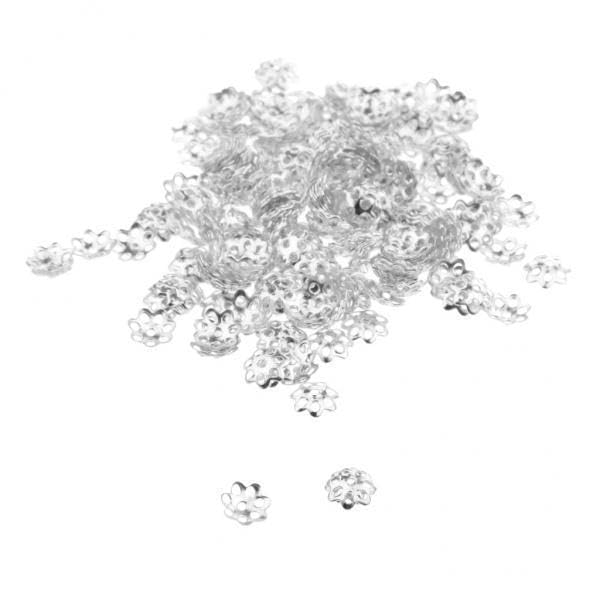 TRENDIVIBE 4x300pcs 6mm Vintage Copper Plated Flower Bead Caps Jewelry Making Silver-image-45