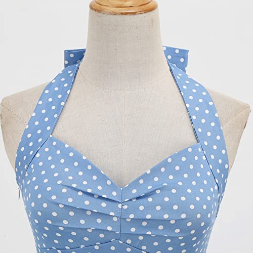 Women 50s Vintage Polka Dot Halter Cocktail Swing Dress Buttons Floral 1950s Rockabilly Audrey Hepburn Prom Tea Party Dress4