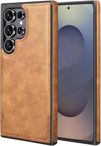 Image of MOBILOVE PU Leather Flexible Back Case Cover for | Samsung Galaxy S25 Ultra 5G (Brown)