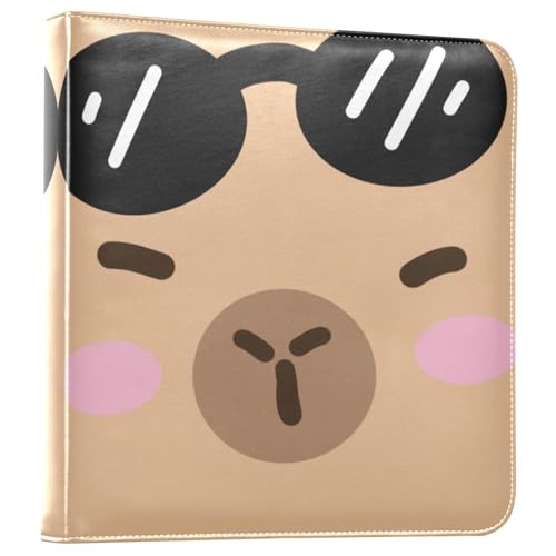 Álbum de fotos grande JIPONI con cara de capibara en vidrio y cubierta de cuero, álbumes DIY para fotos de 4x6, 5x7 y 6x8 pulgadas, libro de recuerdos autoadhesivo para bodas, bebés y familia miniatura 1