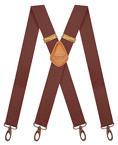 Image of MENDENG Suspenders for Men Heavy Duty Swivel Hooks Retro X-Back Adjustable Brace