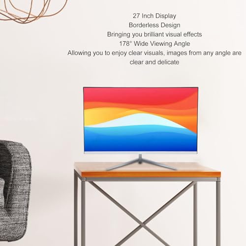 Image of Zunate 27 Inch FHD Monitor, 1080P Display 75Hz, Frameless Desktop Computer Monitor with HDMI VGA, 100 x 100mm VESA Mountable, 5ms Response Time (US Plug)