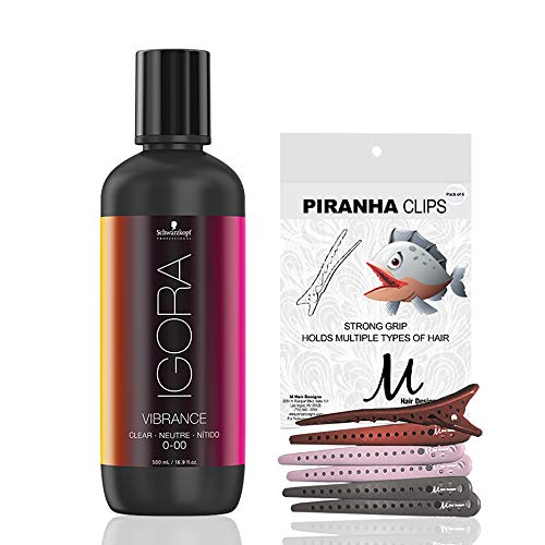 Igora Vibrance Clear 0-00 16.9fl oz and M Hair Designs Piranha Clips (paquete de 2 artículos)