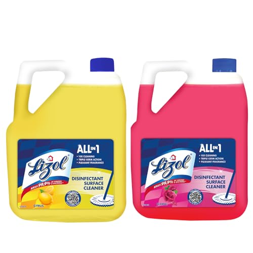 Image of Lizol Disinfectant Surface & Floor Cleaner Liquid, Combo [Citrus - 5L + Floral - 5L] | Kills 99.9% Germs | India's #1 Floor Cleaner