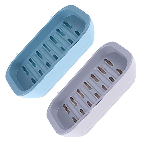 OUNONA 2 Pcs Wall Mounted Soap Boxes with Drawer Punch Creative Soap Containers for Bathroom Heat Resistant and Innovative Drainage Design for Travel and Home Use