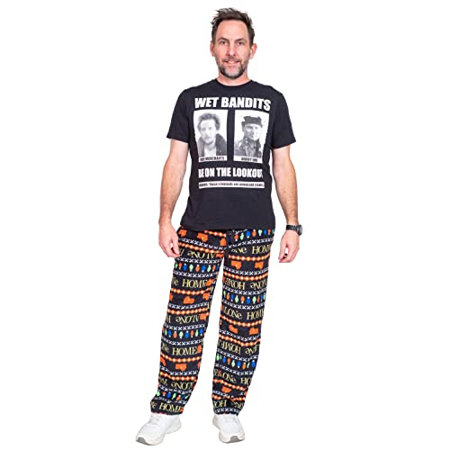 Christmas Movie Marv and Harry Wet Bandits Lounge Pants and T-shirt Pajama Set Multicolor