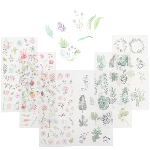 SUPVOX Lot De 2 Autocollants Scrapbooking Fleurs Et Feuillage 20X10Cm Décoration Diy Album Photo Journal Créatif Pour Enfants Et Adultes