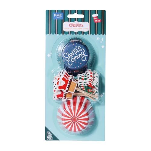 PME Navidad Set de 24 Cápsulas para Cupcakes y Toppers - Santa Viene a la Ciudad